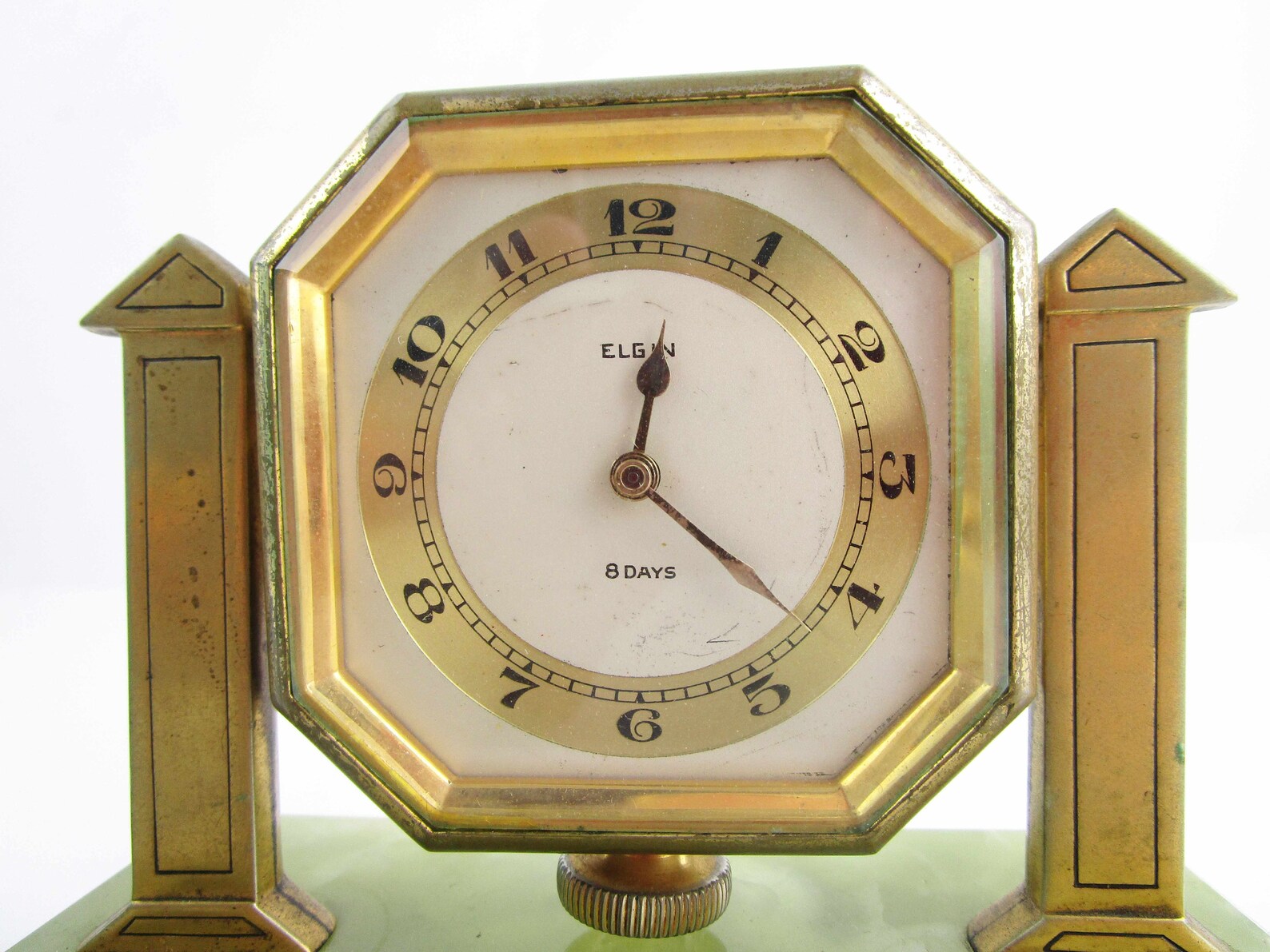 An 'Elgin 8 Days' Clock Desk Clock on Jadeite Green Etsy