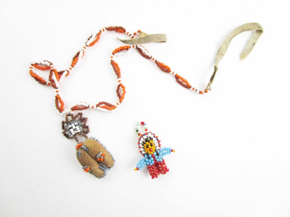 Two Vintage Small Native American Beaded Work - V… - image 1