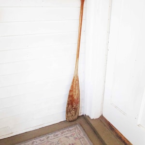 A Shabby Wood Oar - Cabin Life Decor - Rustic - Canoe Display - Vintage Wood Oars - &#39;Feather Brand&#39; - Wood