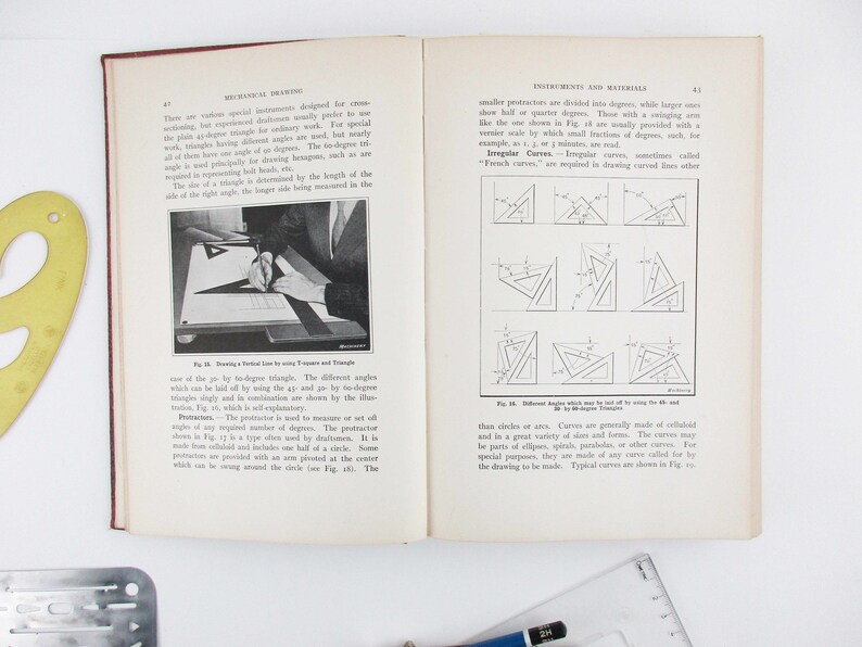 /'Mechanical Drawing/' Text From 1931 Machinists Display or Use Architects Vintage Collectors Vintage Drafting Engineering