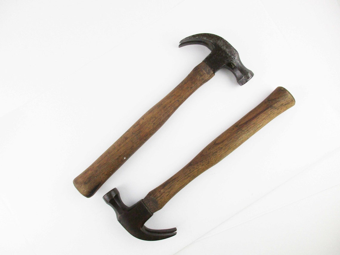 Antique Claw Hammers Oak Handle Hammers Steelhead Etsy