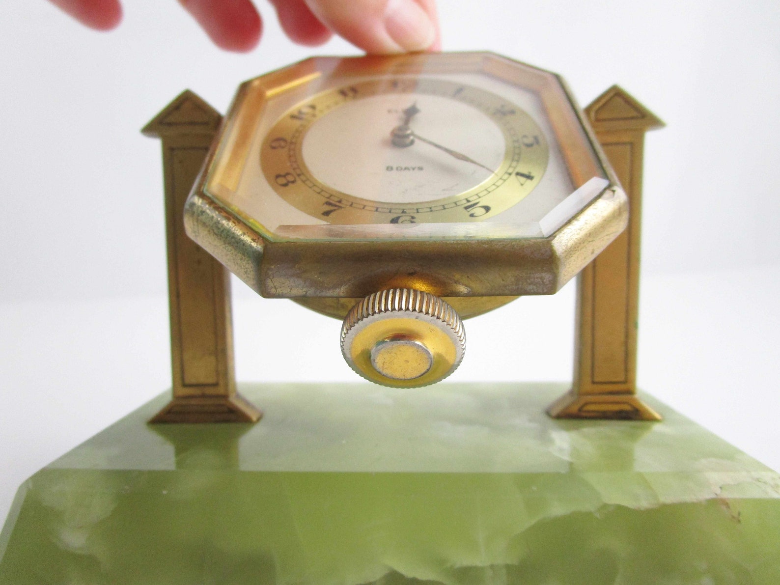 An 'Elgin 8 Days' Clock Desk Clock on Jadeite Green Etsy