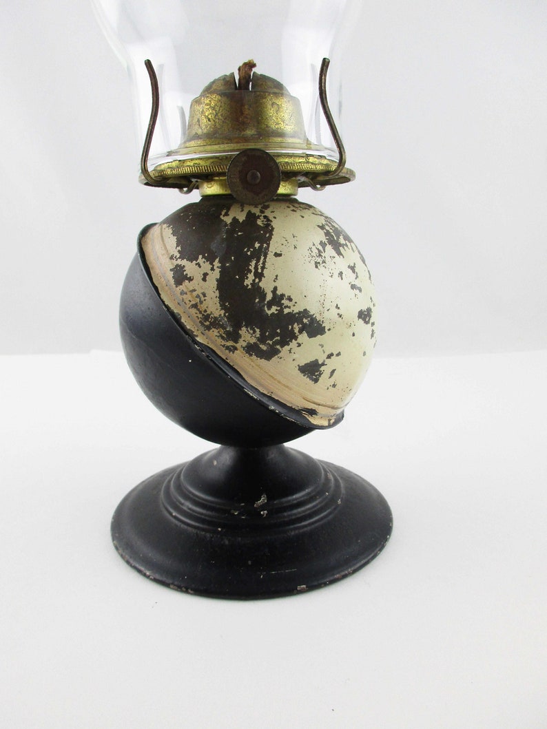 Unique Twotone Tin Oil Lamp Vintage Black and Cream Etsy