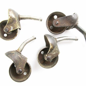 Four (4) All Steel Casters - Rolling Furniture Wheels - Vintage Casters - 1900s Furniture Casters - Moving Furniture - Metal - 4 Casters