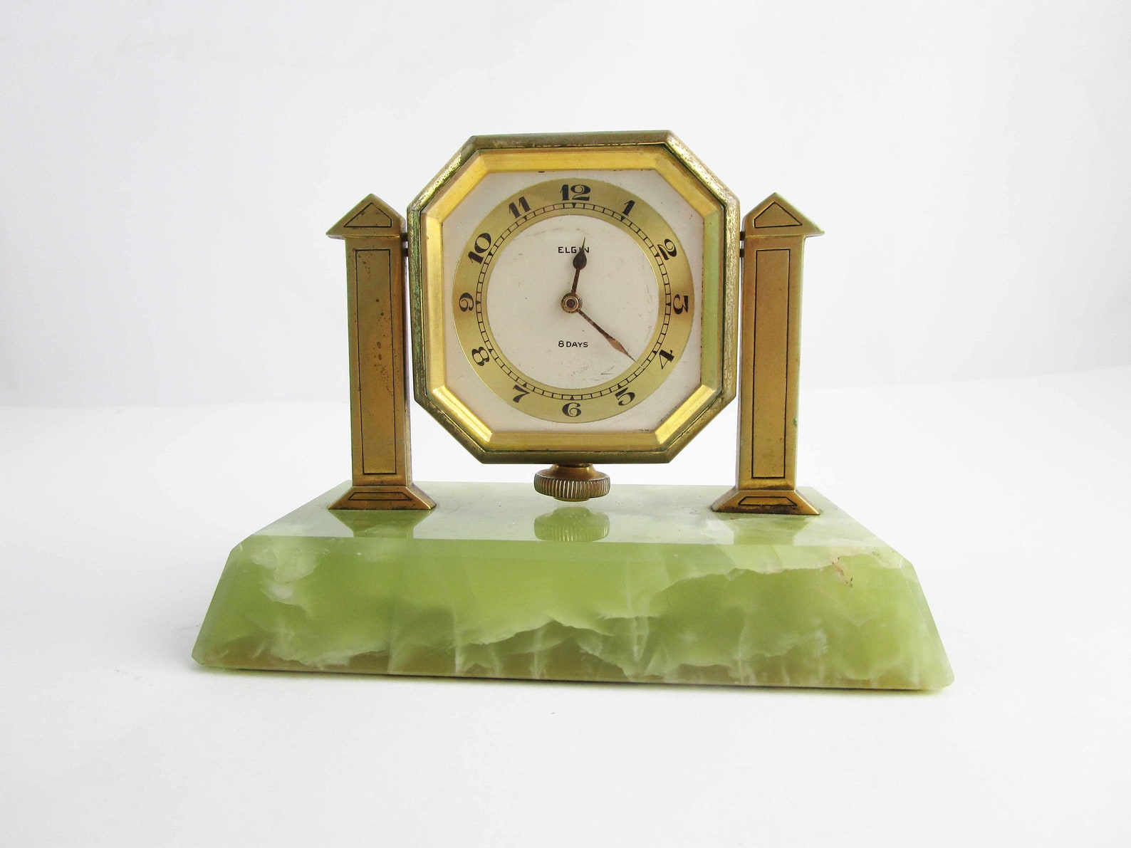An 'Elgin 8 Days' Clock Desk Clock on Jadeite Green | Etsy