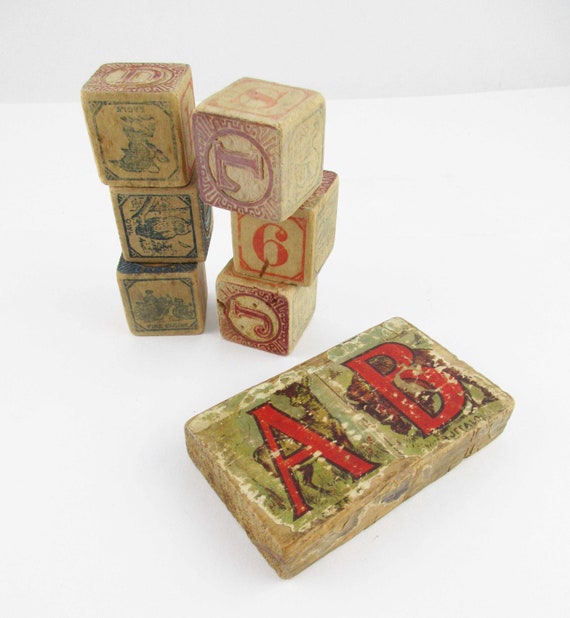 vintage wooden alphabet blocks