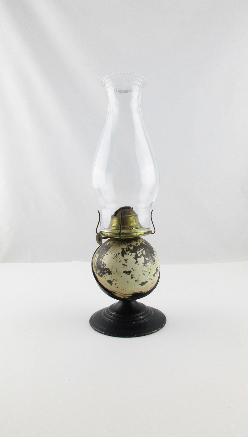 Unique Twotone Tin Oil Lamp Vintage Black and Cream Etsy