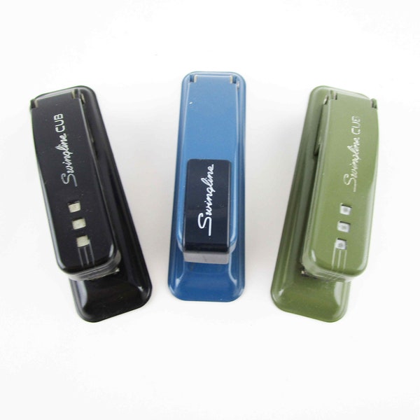 Your CHOICE - Short Staplers - Black - Blue - Industrial Chic - Office, Dorm, Den, Collectible - Useful - 'Swingline Cub' - Green is SOLD