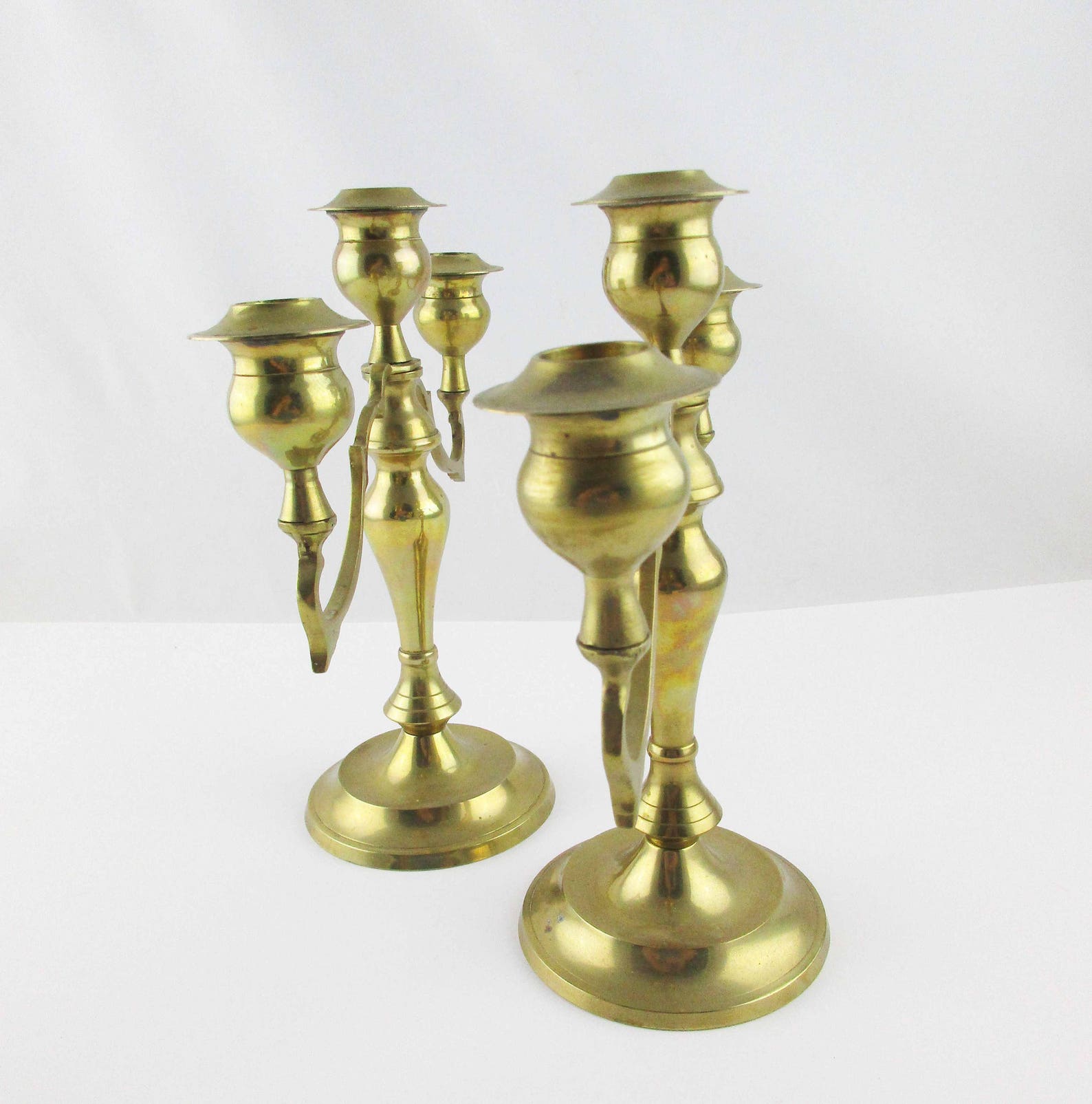 Pair of Candelabras Solid Brass Candelabras Made in India Etsy