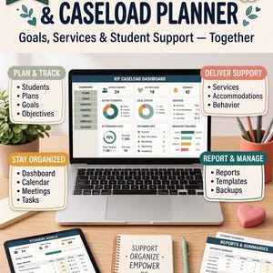 IEP Goal Tracker & Special Ed Planner, Caseload Manager, 504 Plans, Multilingual HTML Planner