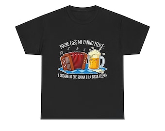 Maglietta Organetto Divertente /T-shirt Amanti della Birra /Regalo per Musicista Folk /Maglia Ironica /Musica Popolare /Idea Regalo