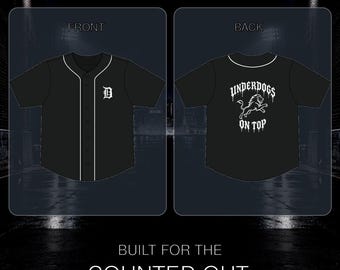 Detroit Underdogs On Top honkbalshirt - Zwart-wit Motor City streetwear