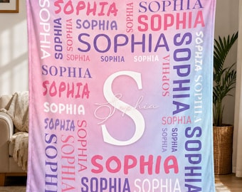 Personalized Name Blanket, Custom Monogram Blanket, Gift for Her, Birthday Gift for Girl, Christmas Gift, Teen Girl Gift, Personalized Gift