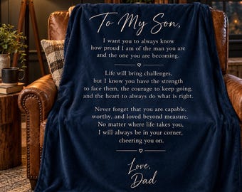 Personalized Message Blanket, Custom Text Blanket, Flannel or Sherpa Throw, Meaningful Keepsake Gift for Family, Couple, Mom or Dad