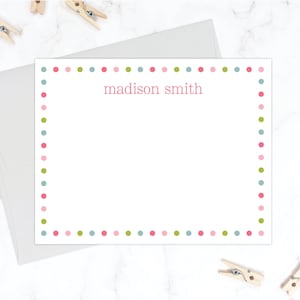 Kids Stationery Set | Personalized Kids Stationary Set | Colorful Polka Dot Border Kids Thank You Cards | Girls Stationary | Boys 0045