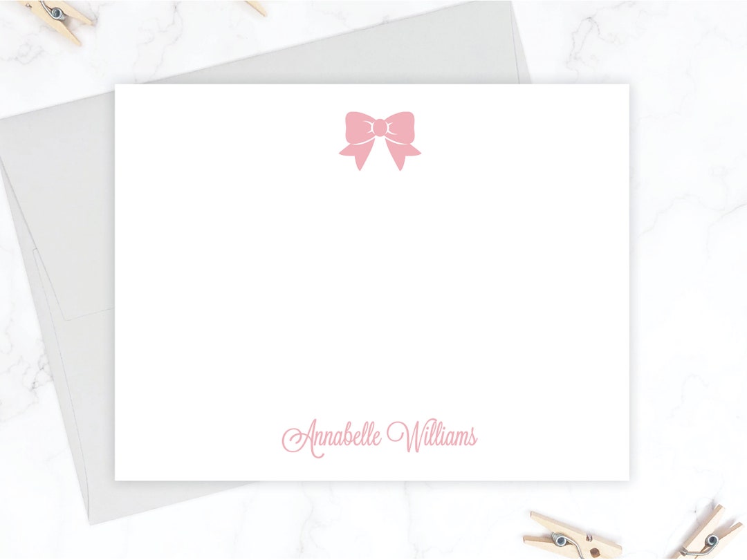 Pink Bow Stationery Set | Pink Bow Stationary Set | Personalized Bow ...
