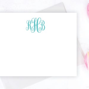 Interlocking Monogrammed Stationery Set | Stationary Set | Personalized Flat Note Cards | Monogrammed Script Custom Gift Idea for Her 75