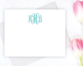 Interlocking Monogrammed Stationery Set | Stationary Set | Personalized Flat Note Cards | Monogrammed Script Custom Gift Idea for Her 75