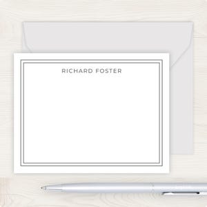 Personalized Flat Note Cards for Men | Graduation, Business Stationery Set