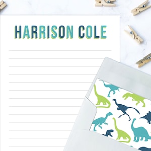 Kids Letter Writing Set | Dino Stationery Set | Boys Stationary Set | Dinosaur Lined Writing Paper for Boy | Camp Letters Thank You Note