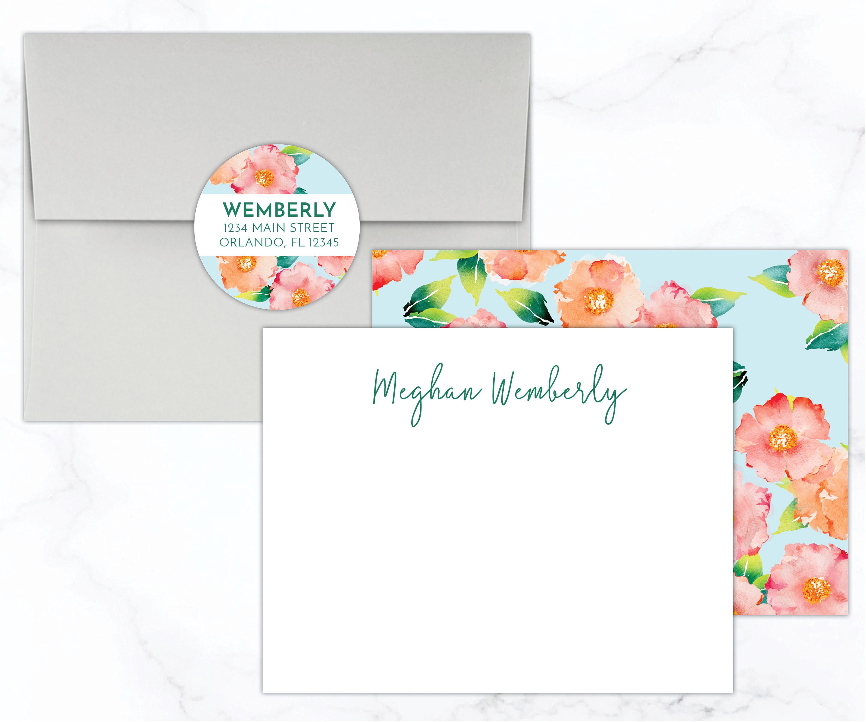 Stationery Sketch flower stationery note cards DS04 Set of 10 ...