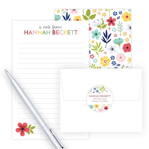 Kids Letter Writing Set | Girls Lined Stationery Paper Floral Print | Camp Letter Lined Stationary | Colorful Lined Pen Pal Set for Kids imagem 2