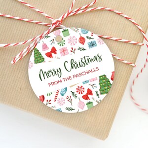 Personalized Christmas Gift Tag | 3" Round Christmas Gift Tag | Round Holiday Gift Tag | Gift Tags Circle | Family Gift Wrapping Tag