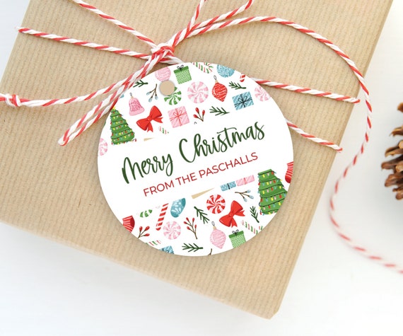 Personalized Christmas Gift Tag 3 Round Christmas Gift Tag Round