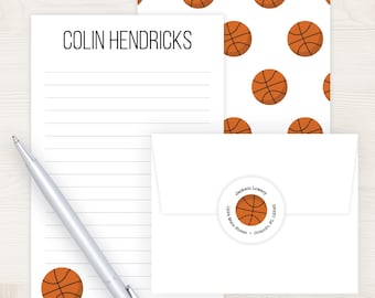 Basketball Letter Writing Set | Basketball Stationary Stationery Set | Personalized Lined Letter Kit | Boys Stationary | Sports Pen Pal Set