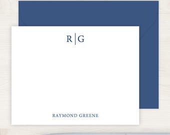 Men's Stationery Set | Personalized Men's Stationary Set | Flat Note Cards for Boys | Masculine Professional Graduation Thank You Cards