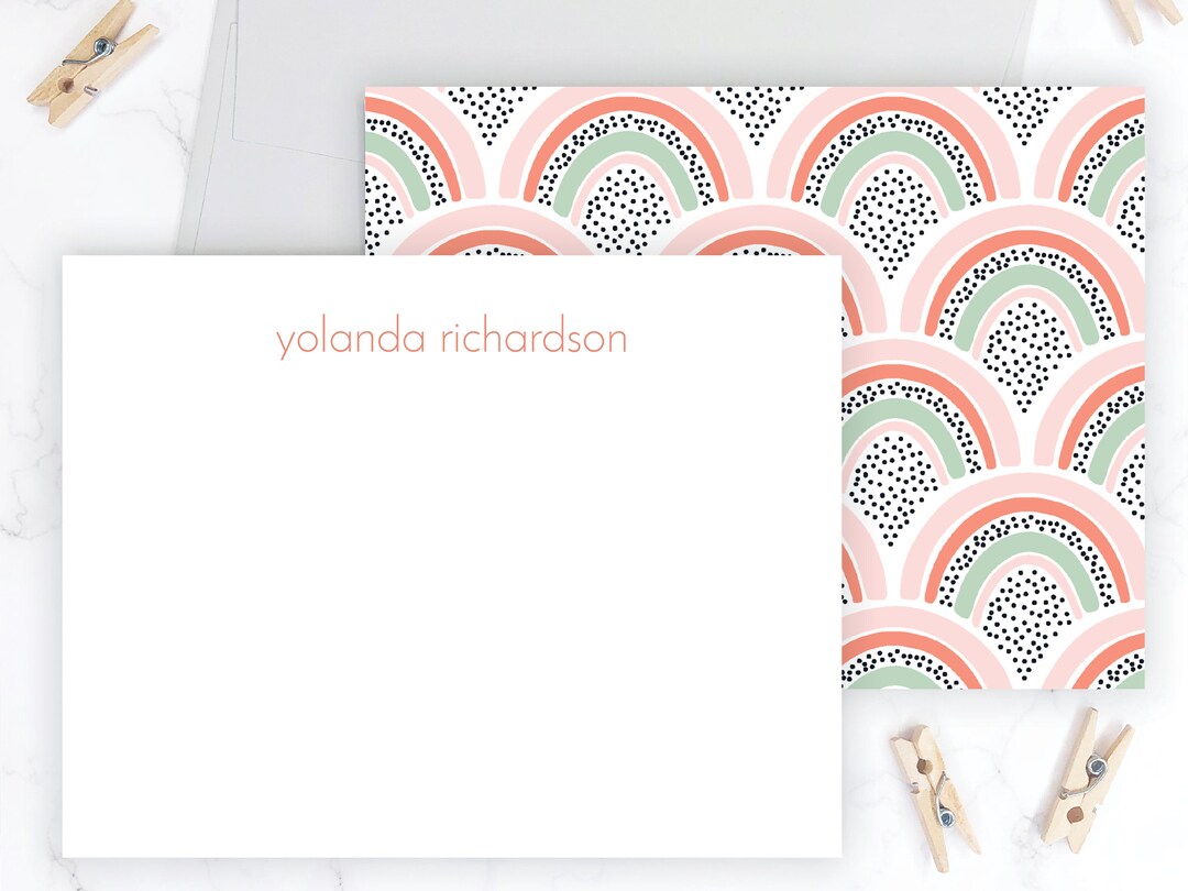 Art Deco Stationery Set Doublesided Personalized Note Cards Etsy