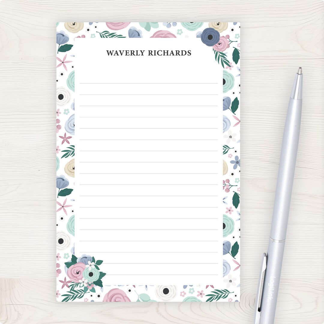 Lavender Floral Personalized Notepad | 5x7 Notepad Purple Flower | 5 ...