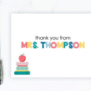Personalized Teacher Note Cards | Teacher Stationery Set | Teacher Stationary | Teacher Gift Thank You Cards Folding Note Card Note from
