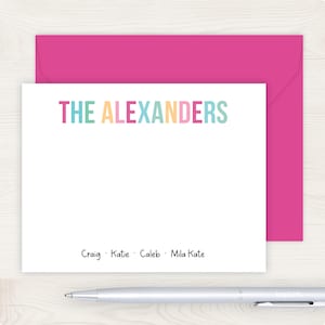Personalized Family Flat Note Cards | Rainbow Bright Thank You Cards