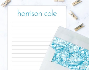 hand writing paper for sale Kids Letter Writing Set | Ocean Wave Stationery Set | Boys Stationary Set | Lined Writing Paper Kit for Boy | Camp Letters Thank You Note
