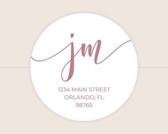 Personalized Round Return Address Labels | Monogram Stationery Stickers