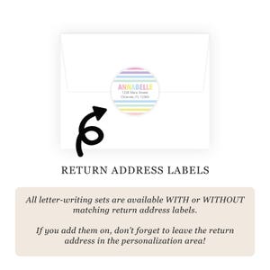 Girls Letter Writing Set | Rainbow Pastel Stripe Letter Writing Kit | Girls Stationery | Girls Gift Idea | Lined Stationary | Pen Pal Set zdjęcie 5