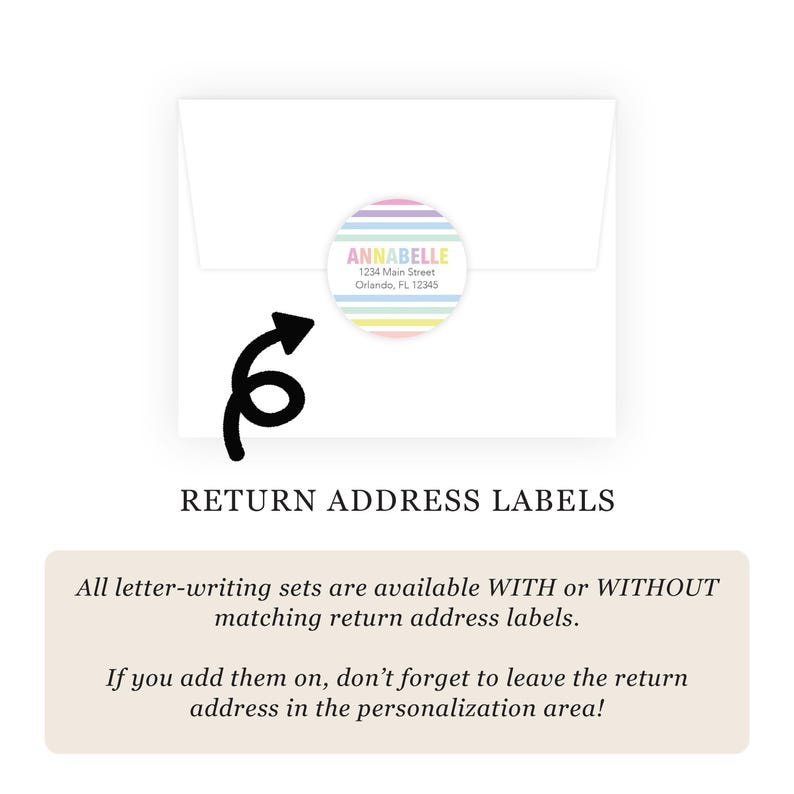 Girls Letter Writing Set | Rainbow Pastel Stripe Letter Writing Kit | Girls Stationery | Girls Gift Idea | Lined Stationary | Pen Pal Set zdjęcie 5