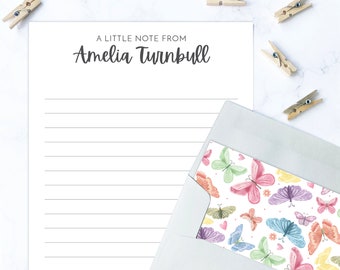 beautiful paper for writing Kids Letter Writing Set | Butterfly Lined Stationery Paper for Girls | Camp Letter Lined Stationary | Colorful Lined Stationary for Kids