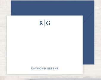 Men's Stationery Set | Personalized Men's Stationary Set | Flat Note Cards for Boys | Masculine Professional Graduation Thank You Cards