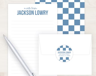 Kids Letter Writing Set | Lined Stationery Paper Checkered Print | Camp Letter Stationary |  Pen Pal Set for Kids