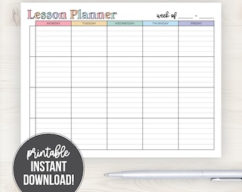 Ausdruckbarer Unterrichtsplaner | Unterrichtsplan-Organizer für Homeschooling | Unterrichtsplaner für Lehrkräfte | Sofort-Download