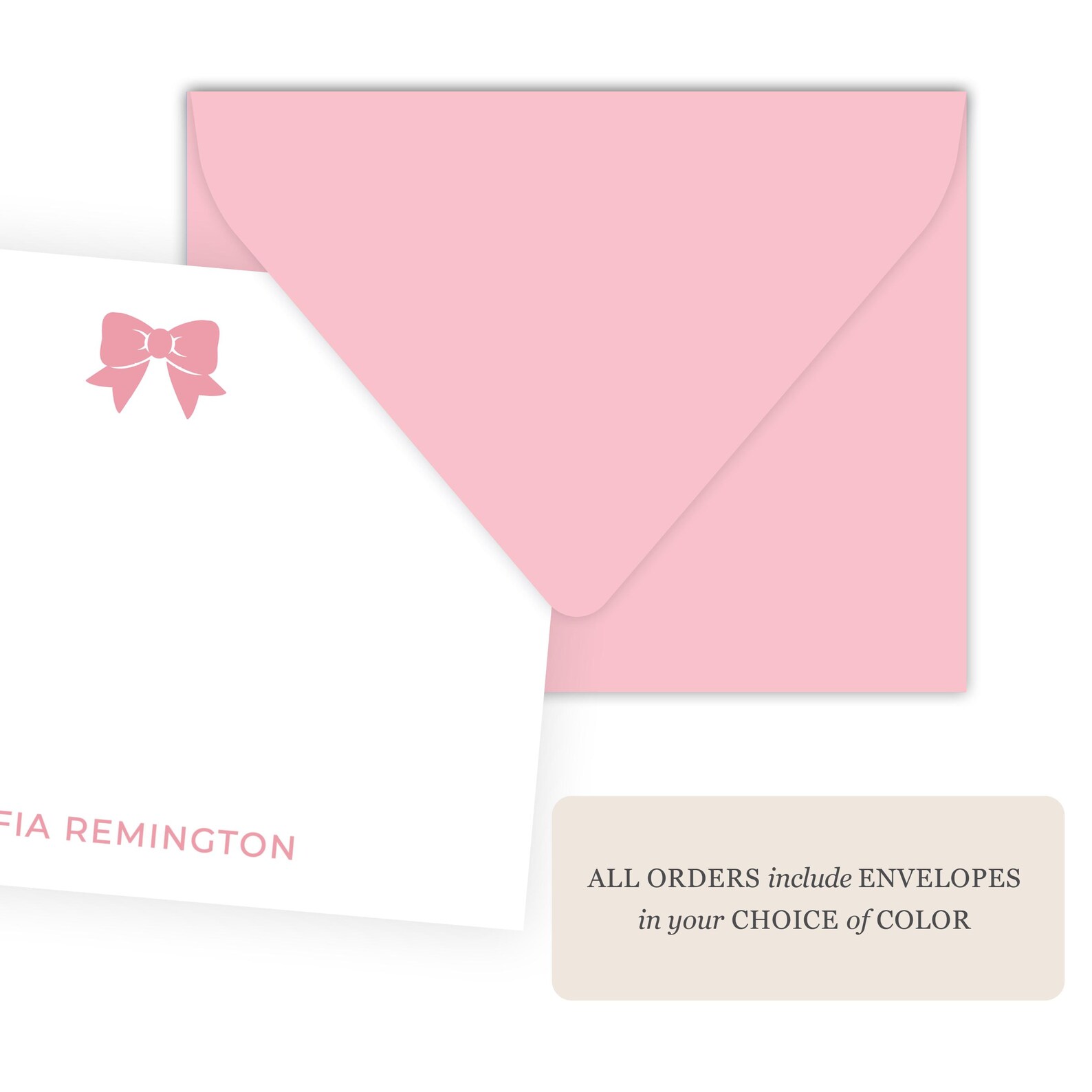 Pink Bow Stationery Set | Pink Bow Stationary Set | Personalized Bow ...