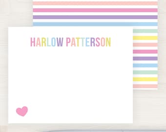 Kids Stationery Set | Kids Stationary Set | Girls Stationary Flat Note Cards | Girls Thank You Cards Personalized Gift Idea for Girls