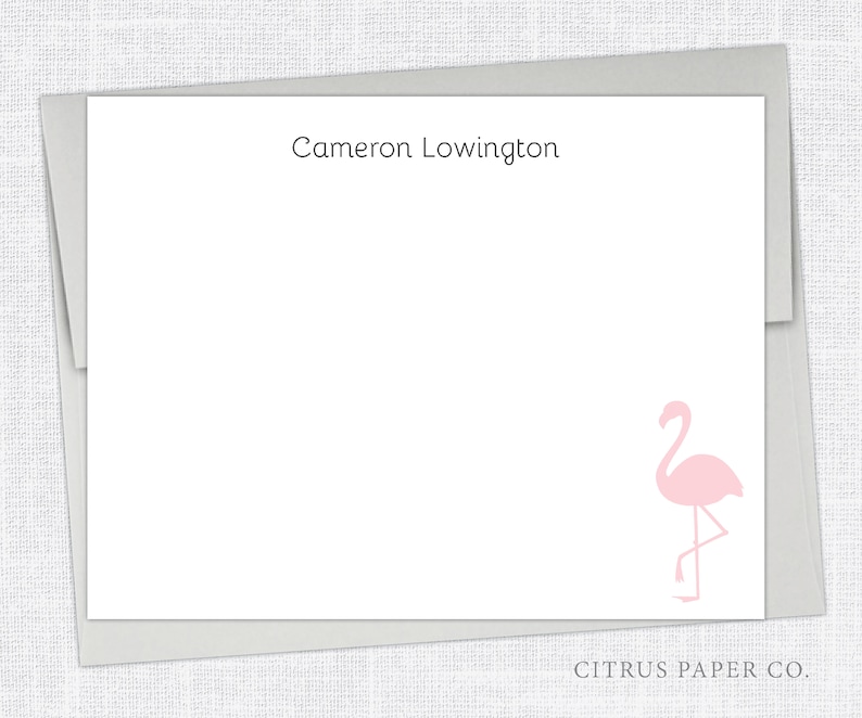 Flamingo Stationery Flamingo Note Cards Thank You Cards Personalized Flat Cards Birthday Personalized Gift Idea Pink Flamingo Stationary