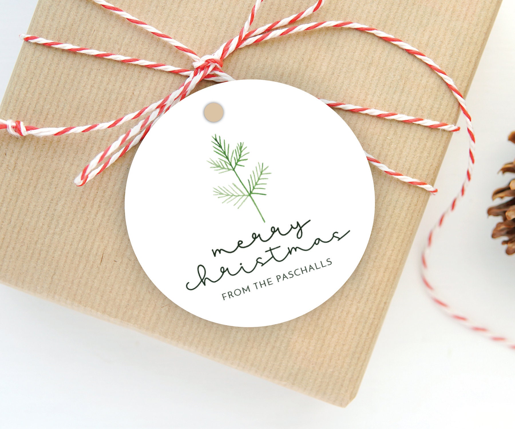 Classic Christmas Gift Tags with String Card Stock Paper Name Tags for Gifts Christmas, Vintage Merry Christmas from Santa | Andaz Press