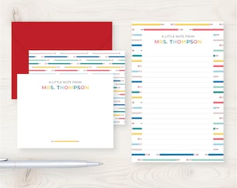 Teacher Stationery Gift Set | Flat Note Cards and Notepad for Teachers | Teacher Stationary
