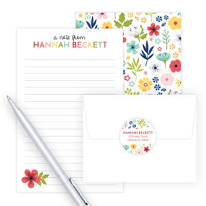 Kids Letter Writing Set | Girls Lined Stationery Paper Floral Print | Camp Letter Lined Stationary | Colorful Lined Pen Pal Set for Kids