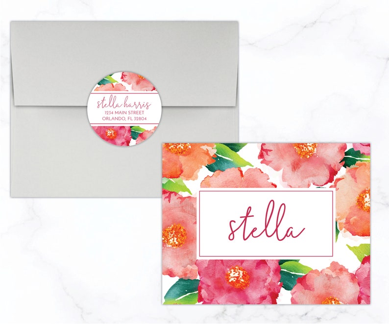Floral Personalized Stationery Set Women's Stationary Etsy