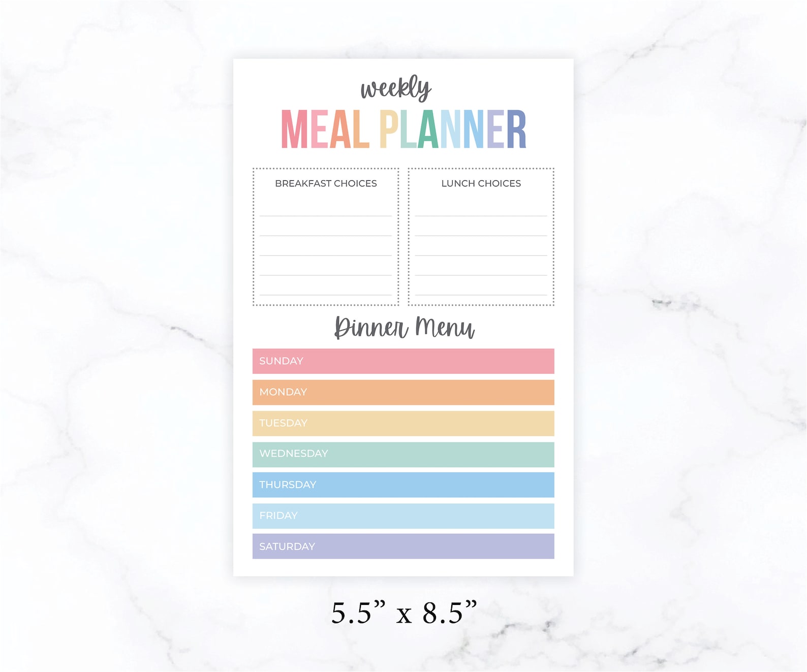 Meal Planner Notepad Pastel Meal Planner Pad Meal Planning Etsy